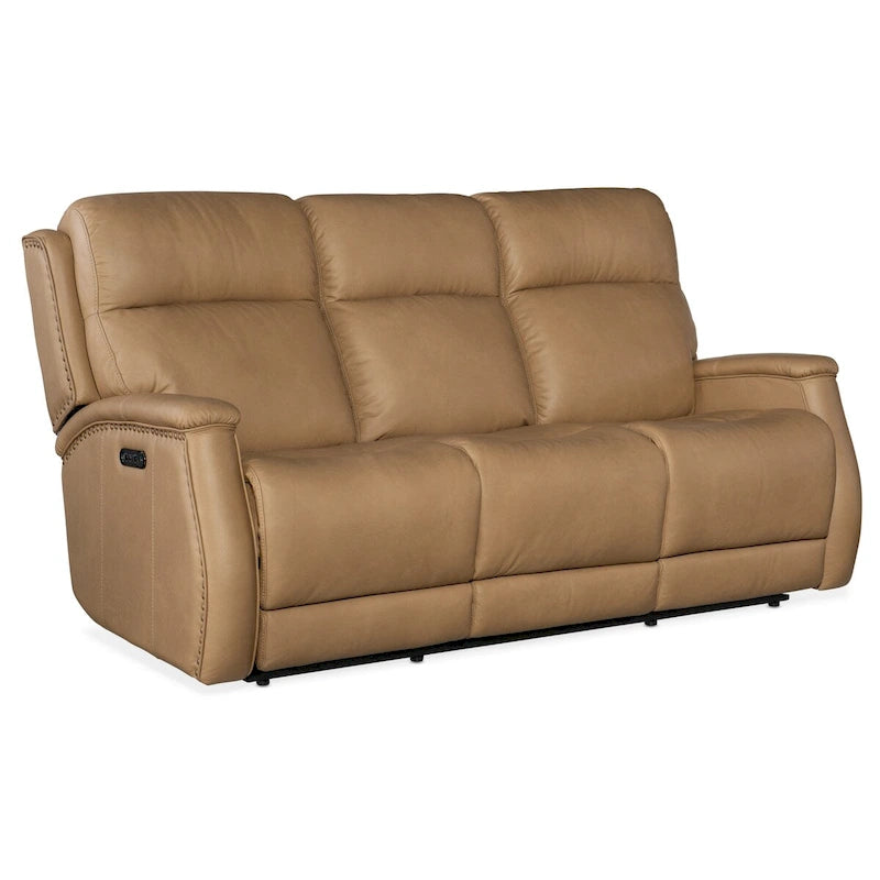 Sofá reclinable eléctrico de cuero Sahara Sand / Sahara Ash, 78", 2-3 plazas