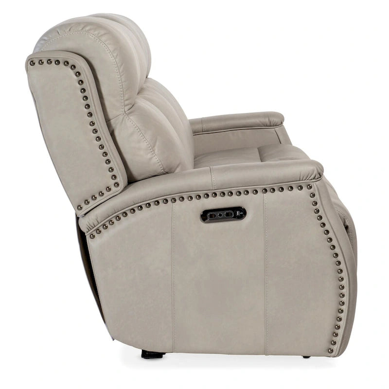 Sofá reclinable eléctrico de cuero Sahara Sand / Sahara Ash, 78", 2-3 plazas