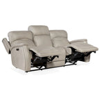 Sofá reclinable eléctrico de cuero Sahara Sand / Sahara Ash, 78", 2-3 plazas