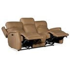 Sofá reclinable eléctrico de cuero Sahara Sand / Sahara Ash, 78", 2-3 plazas