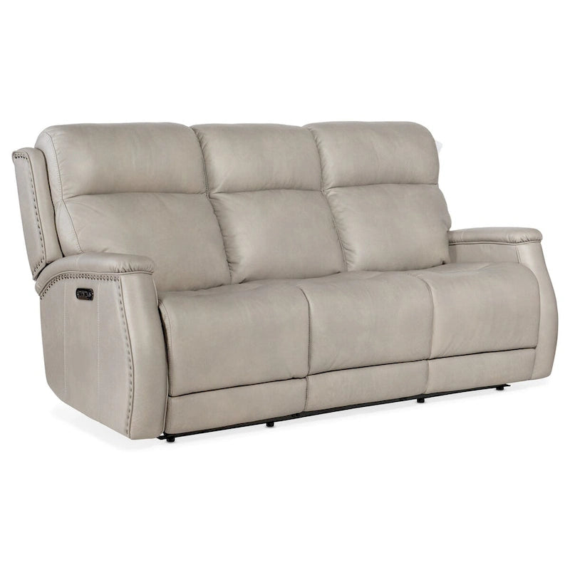 Sofá reclinable eléctrico de cuero Sahara Sand / Sahara Ash, 78", 2-3 plazas