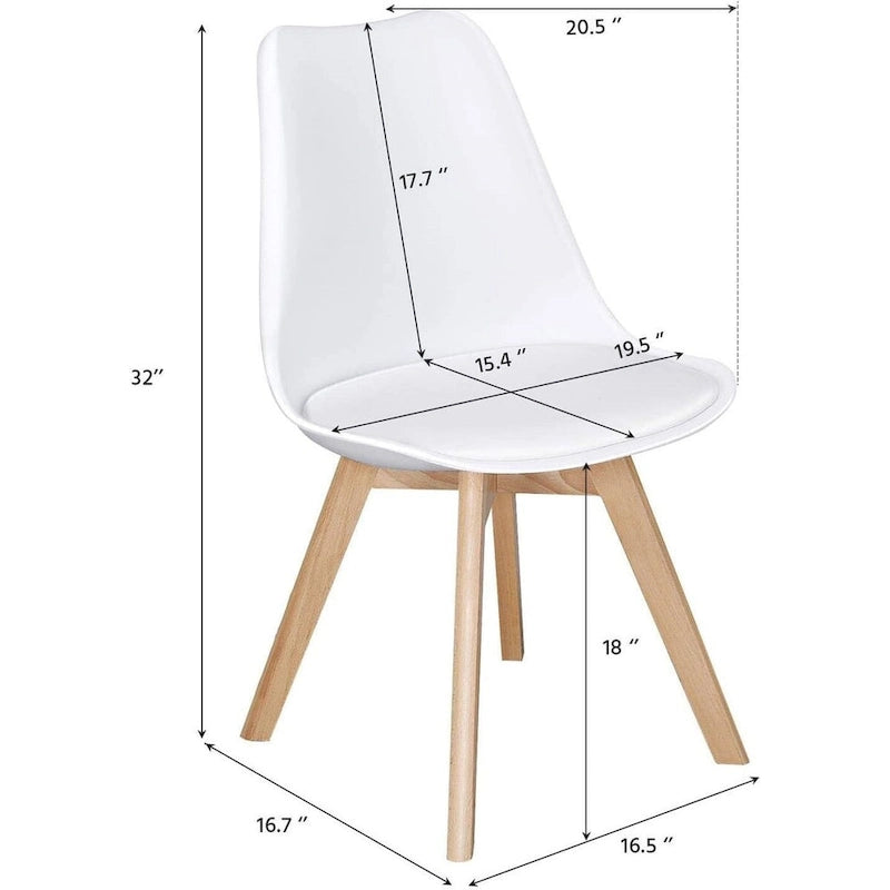 Silla de comedor con carcasa blanca, tapizada, juego de 4