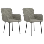 Silla de comedor de terciopelo, juego de 2 – Gris claro / Gris oscuro / Crema / Negro