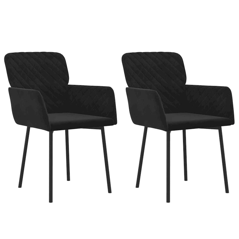 Silla de comedor de terciopelo, juego de 2 – Gris claro / Gris oscuro / Crema / Negro