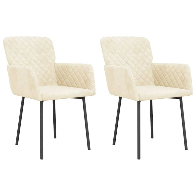 Silla de comedor de terciopelo, juego de 2 – Gris claro / Gris oscuro / Crema / Negro