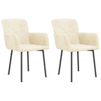 Silla de comedor de terciopelo, juego de 2 – Gris claro / Gris oscuro / Crema / Negro