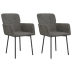 Silla de comedor de terciopelo, juego de 2 – Gris claro / Gris oscuro / Crema / Negro