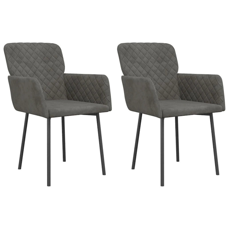 Silla de comedor de terciopelo, juego de 2 – Gris claro / Gris oscuro / Crema / Negro