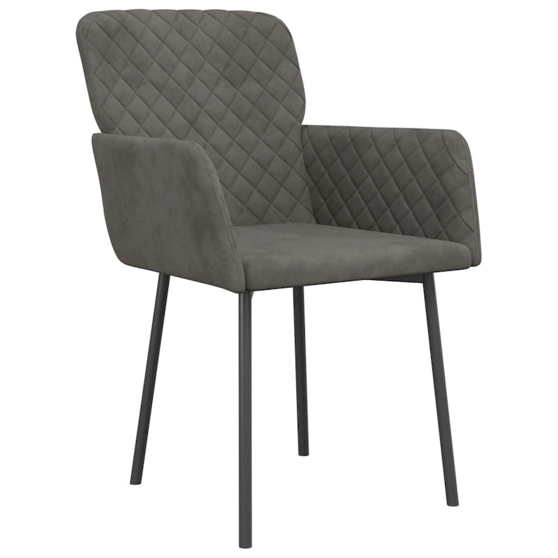Silla de comedor de terciopelo, juego de 2 – Gris claro / Gris oscuro / Crema / Negro