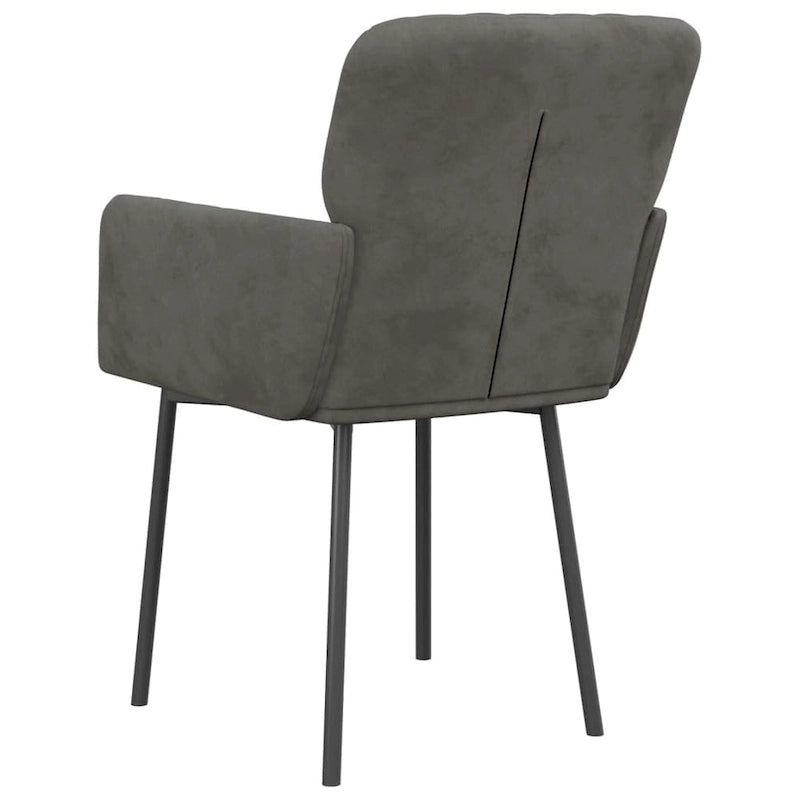 Silla de comedor de terciopelo, juego de 2 – Gris claro / Gris oscuro / Crema / Negro