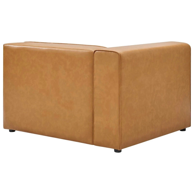 Sofá seccional vegano de piel blanca/beige/gris, en forma de L, con capacidad para 5 personas