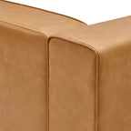 Sofá seccional vegano de piel blanca/beige/gris, en forma de L, con capacidad para 5 personas