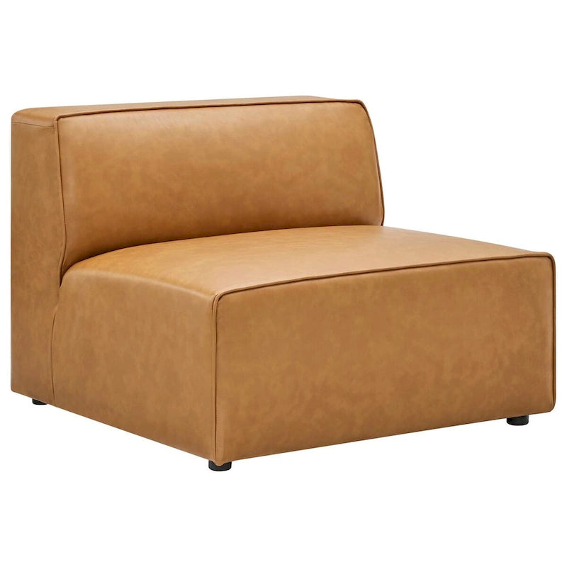 Sofá seccional vegano de piel blanca/beige/gris, en forma de L, con capacidad para 5 personas
