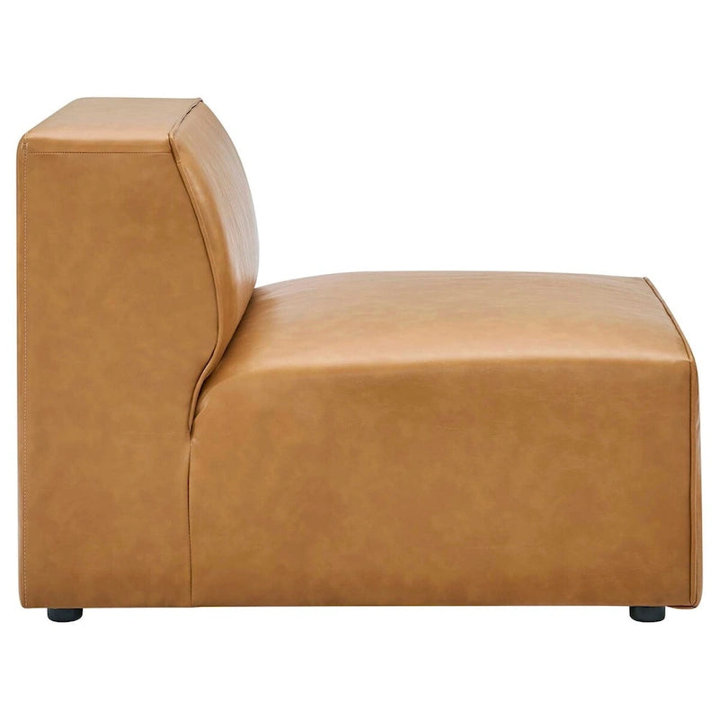 Sofá seccional vegano de piel blanca/beige/gris, en forma de L, con capacidad para 5 personas