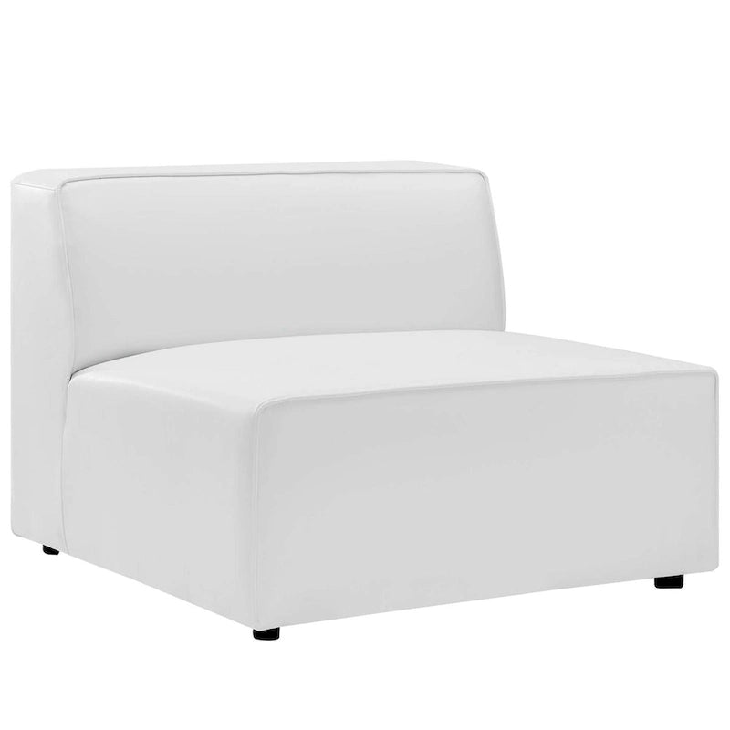 Sofá seccional vegano de piel blanca/beige/gris, en forma de L, con capacidad para 5 personas