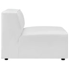 Sofá seccional vegano de piel blanca/beige/gris, en forma de L, con capacidad para 5 personas