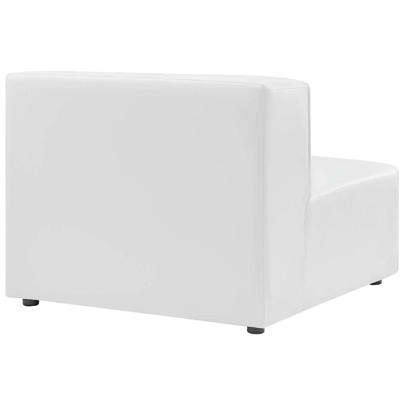 Sofá seccional vegano de piel blanca/beige/gris, en forma de L, con capacidad para 5 personas