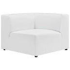 Sofá seccional vegano de piel blanca/beige/gris, en forma de L, con capacidad para 5 personas