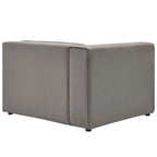 Sofá seccional vegano de piel blanca/beige/gris, en forma de L, con capacidad para 5 personas