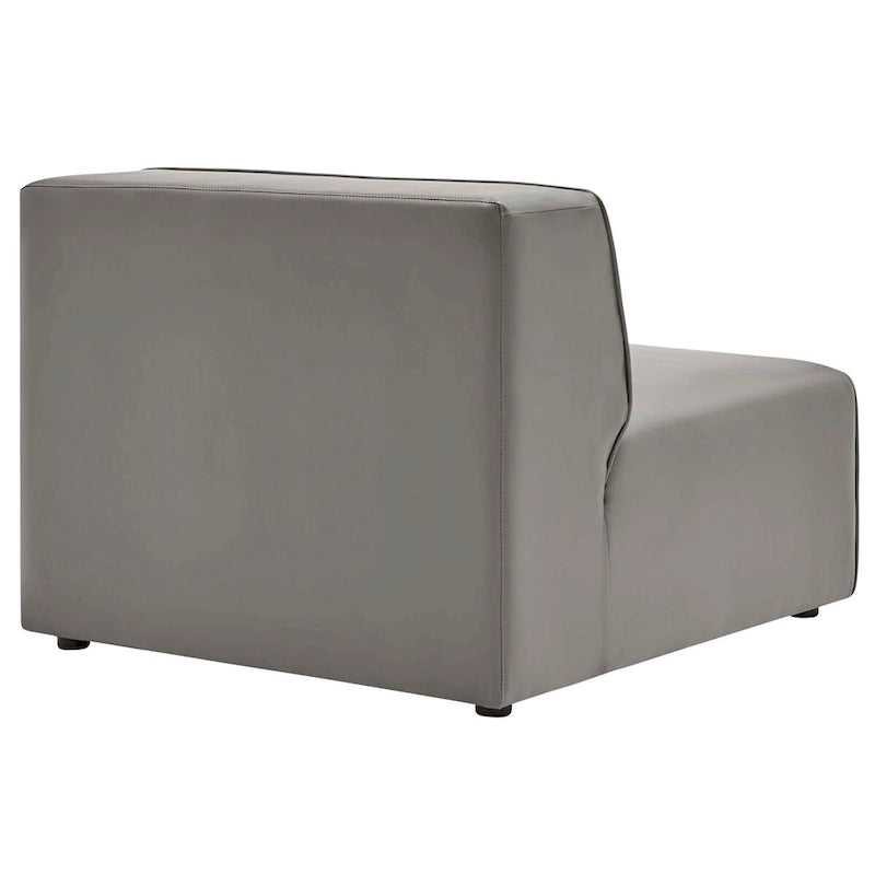 Sofá seccional vegano de piel blanca/beige/gris, en forma de L, con capacidad para 5 personas