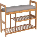 Banco zapatero de bambú con cojín, individual, 40"L x 20"W x 13"H