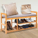 Banco zapatero de bambú con cojín, individual, 40"L x 20"W x 13"H