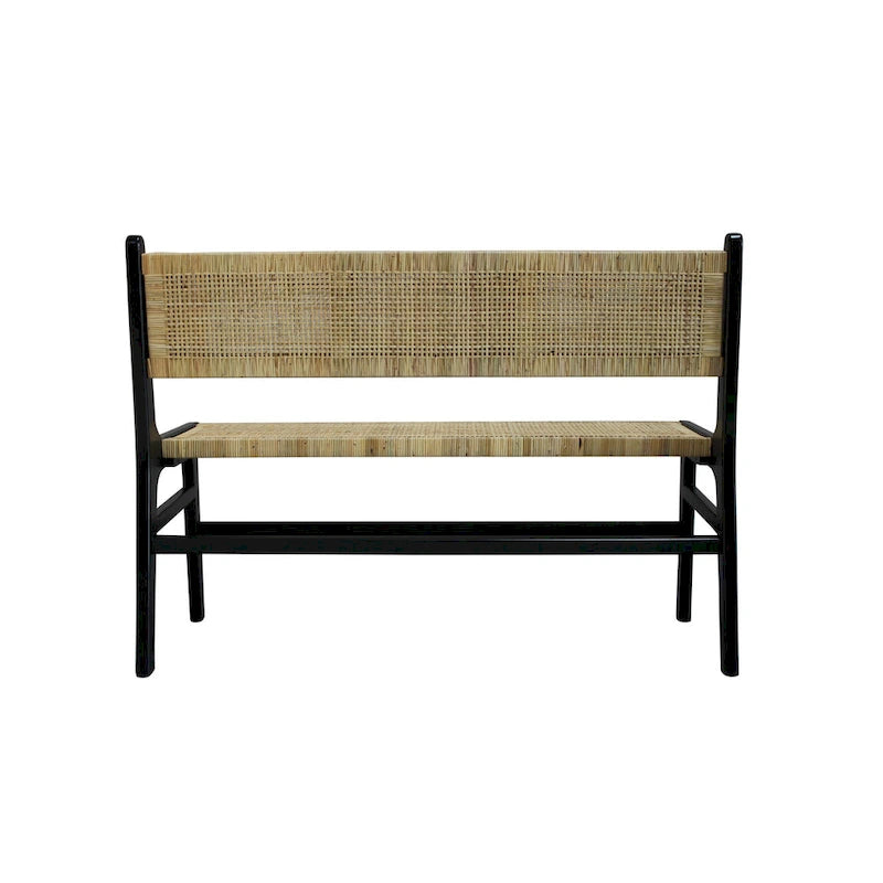 Banco de ratán, caramelo/negro y natural, 2 asientos