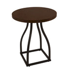 Mesa auxiliar redonda con acento – Marrón / Ocre / Blanco Lavado, Base de metal