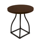 Mesa auxiliar redonda con acento – Marrón / Ocre / Blanco Lavado, Base de metal