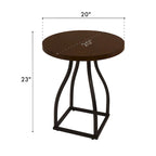Mesa auxiliar redonda con acento – Marrón / Ocre / Blanco Lavado, Base de metal
