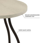 Mesa auxiliar redonda con acento – Marrón / Ocre / Blanco Lavado, Base de metal