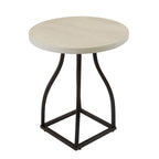 Mesa auxiliar redonda con acento – Marrón / Ocre / Blanco Lavado, Base de metal