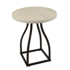 Mesa auxiliar redonda con acento – Marrón / Ocre / Blanco Lavado, Base de metal