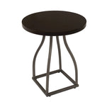 Mesa auxiliar redonda con acento – Marrón / Ocre / Blanco Lavado, Base de metal