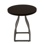 Mesa auxiliar redonda con acento – Marrón / Ocre / Blanco Lavado, Base de metal