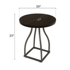 Mesa auxiliar redonda con acento – Marrón / Ocre / Blanco Lavado, Base de metal