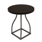 Mesa auxiliar redonda con acento – Marrón / Ocre / Blanco Lavado, Base de metal
