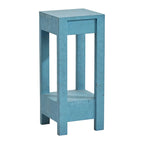 Mesa Auxiliar Cuadrada Vintage Azul Verdoso con Estante, 66 cm de Alto