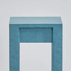 Mesa Auxiliar Cuadrada Vintage Azul Verdoso con Estante, 66 cm de Alto