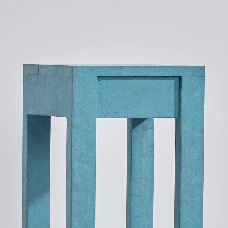 Mesa Auxiliar Cuadrada Vintage Azul Verdoso con Estante, 66 cm de Alto