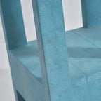 Mesa Auxiliar Cuadrada Vintage Azul Verdoso con Estante, 66 cm de Alto