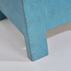 Mesa Auxiliar Cuadrada Vintage Azul Verdoso con Estante, 66 cm de Alto