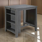 Ham 36 Inch Counter Height Small Dining Table with Shelves, USB Port, Gray