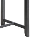 Mesa de comedor alta gris con estantes y puerto USB, capacidad para 2-4 personas