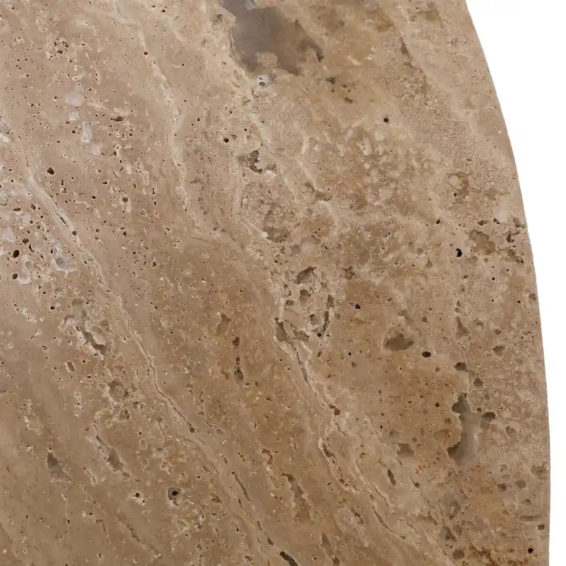Mesa de bistró de travertino natural y ratán, 2 plazas