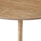 Mesa de bistró de travertino natural y ratán, 2 plazas