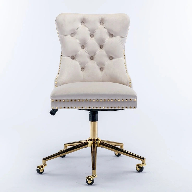 Silla giratoria de oficina tapizada en terciopelo beige / negro / rosa / gris, individual