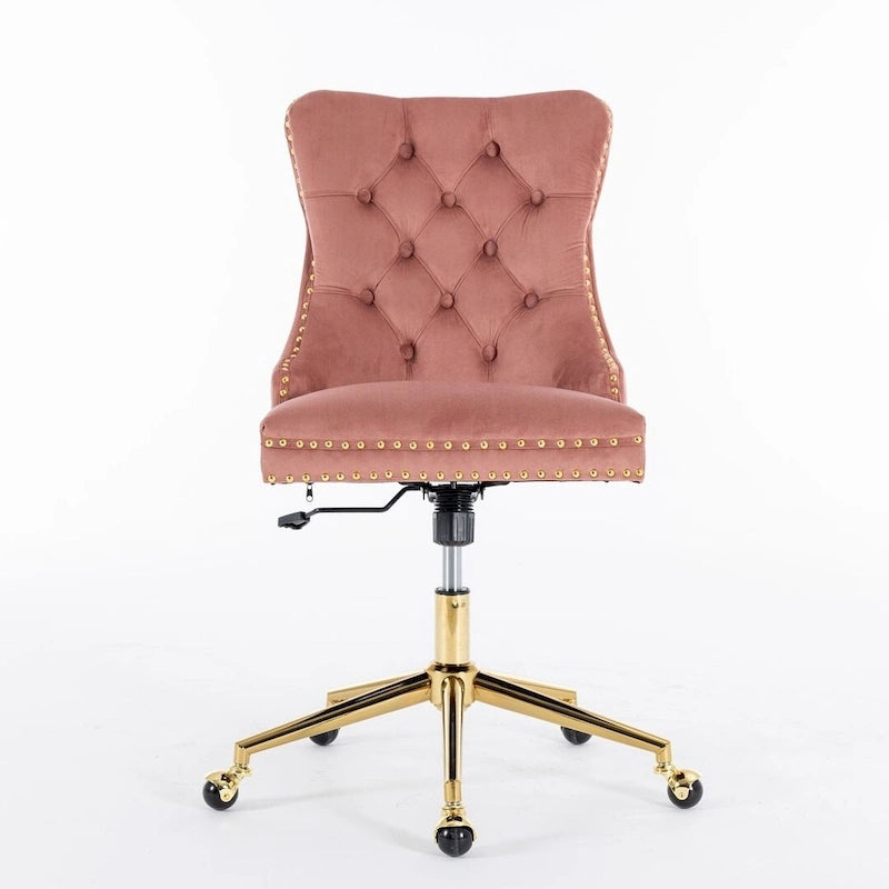Silla giratoria de oficina tapizada en terciopelo beige / negro / rosa / gris, individual
