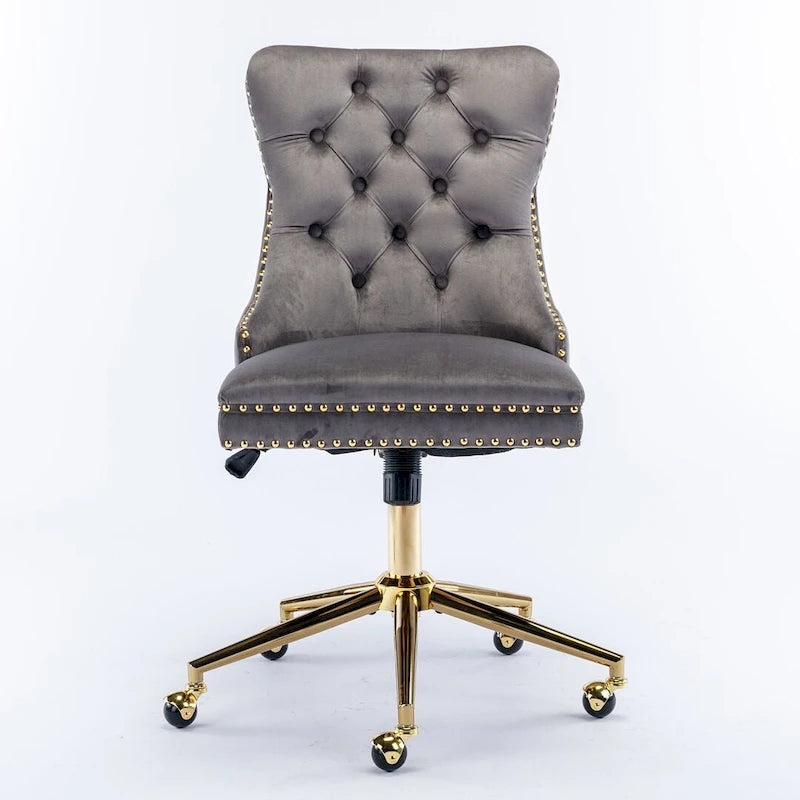 Silla giratoria de oficina tapizada en terciopelo beige / negro / rosa / gris, individual