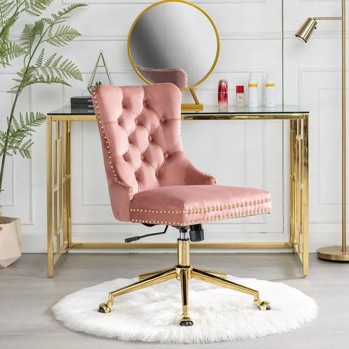 Silla giratoria de oficina tapizada en terciopelo beige / negro / rosa / gris, individual